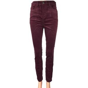 Ann Taylor LOFT Red Corduroy Velvet Velour High Rise Skinny Denim Jeans Pants 26
